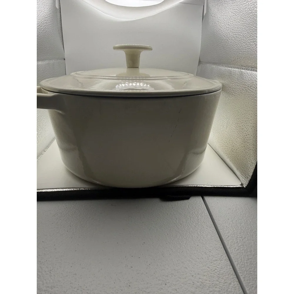 Cuisinart 5 Qt Enameled Cast Iron Round Dutch Oven Casserole Off White CI650-25